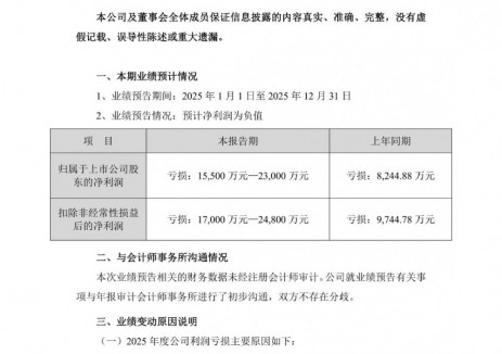 星云股份预计2025年全年净亏损1.55亿元—2.30亿元