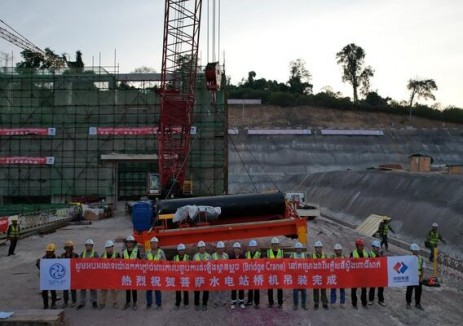 柬埔寨菩萨水电站双梁桥式起重机安装完成