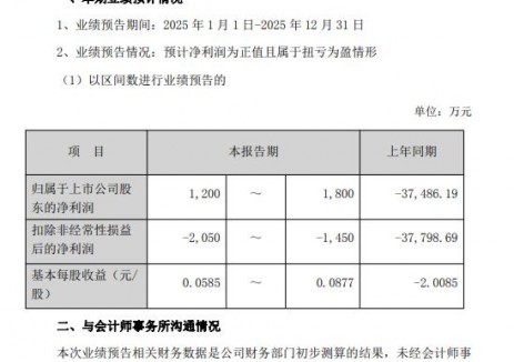 宇晶股份：2025年预计净利润1200-1800万元