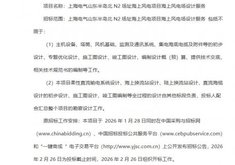 上海电气900MW海上风电项目招标工作暂停