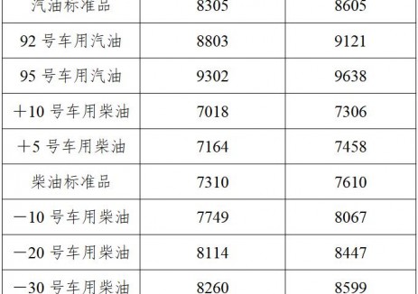辽宁油价：自2026年2月3日24时起92号车用汽油最高零售价为9121元/吨