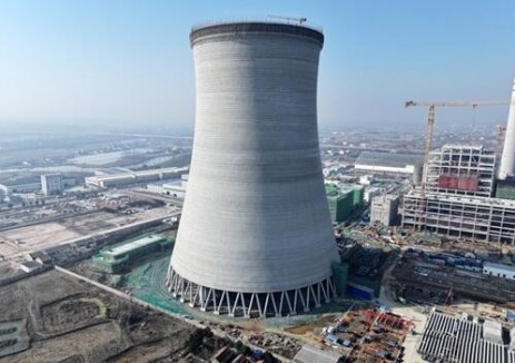 河南信阳电厂项目1号冷却塔筒壁顺利到顶