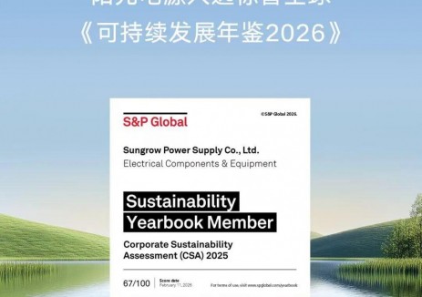 <em>陽光電源</em>躋身行業(yè)前5%！標(biāo)普全球可持續(xù)發(fā)展年鑒發(fā)榜
