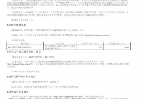招标 | 皖小能安徽淮南时代广场停车场超充站液冷充电设备采购项目采购公告(二次)