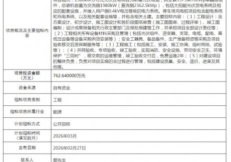 招标 | 安徽宣城郎溪县农业科技示范园（1980kW分布式光伏发电项目、停车场充电桩项目）EPC招标计划