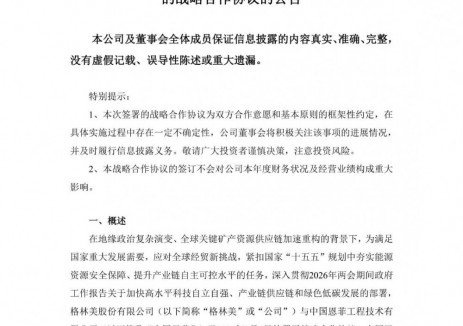 格林美與中國(guó)恩菲達(dá)成戰(zhàn)略合作，共同推動(dòng)關(guān)鍵<em>礦產(chǎn)資源</em>開(kāi)發(fā)