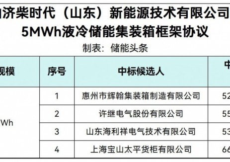 中標 | <em>中石油</em>600套5MWh液冷儲能集裝箱框架協(xié)議中標候選人公示