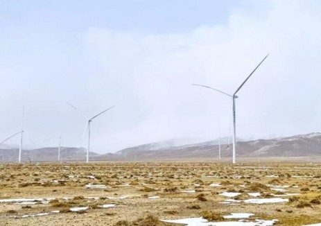青海都蘭風電項目兩臺風機同步吊裝完成