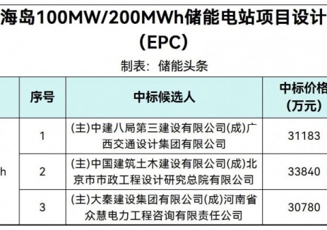 中標(biāo) | 1.539~1.692元/Wh！廣東100MW/200MWh<em>構(gòu)網(wǎng)型儲能</em>電站EPC中標(biāo)候選人公示