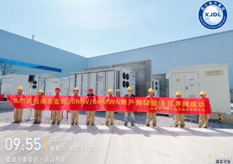 湖南宏旺新材料科技有限公司30MW/60MWh<em>電化學(xué)儲(chǔ)能</em>項(xiàng)目并網(wǎng)成功