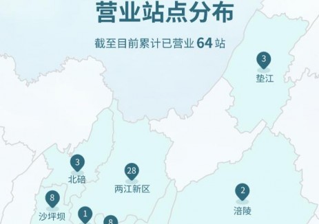 重庆巧克力换电站五月新增营业1座换电站，累计营业64座！