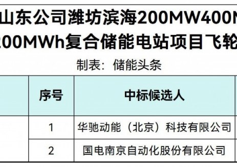 中標(biāo) | <em>大唐</em>101MW200MWh復(fù)合儲能電站項目飛輪系統(tǒng)采購中標(biāo)候選人公示