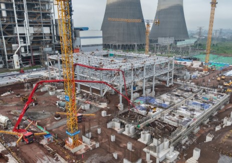 中国能建陕煤电力合川2×1000MW清洁煤电扩建项目磨煤机基础混凝土浇筑完成