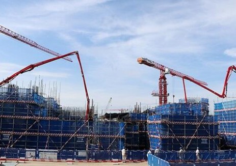 广西防城港核电站5BMX汽轮发电机厂房北侧循环水坑筏基混凝土浇筑完成