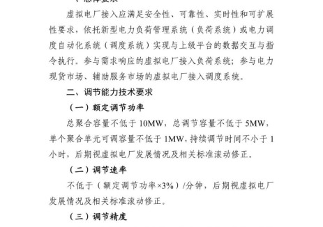 辽宁省虚拟电厂接入技术管理规范：单个聚合单元可调容量不低于1MW，持续调节时间不小于1小时