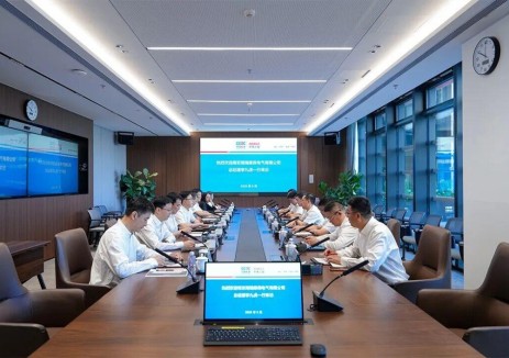 中国能建中电工程党委副书记、副董事长李屹立与南瑞继保总经理李九虎会谈