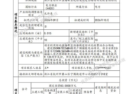 浙江杭绍甬高速公路有限公司250kW/522kWh用户侧储能项目获备案