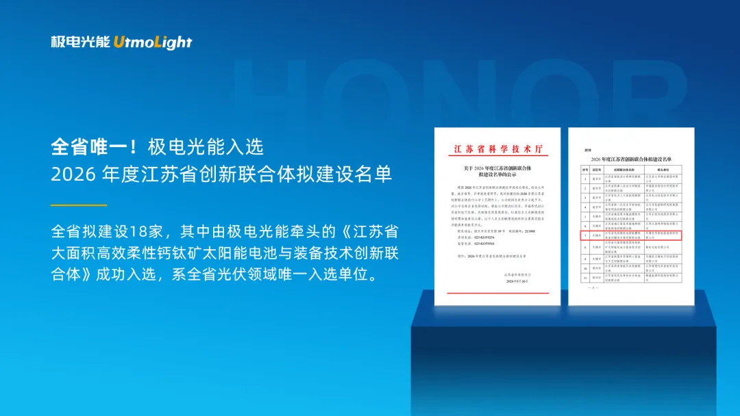 全省唯一！极电光能牵头项目入选江苏省创新联合体拟建名单