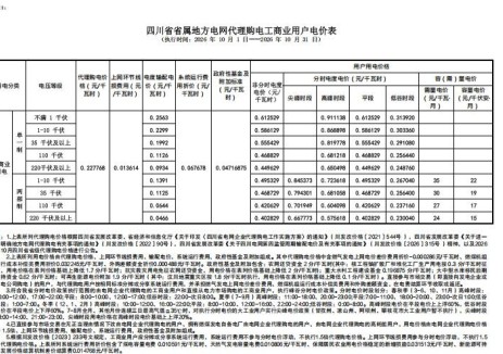 四川省水电集团万源电力公司关于2026年10月代理购电价格公告