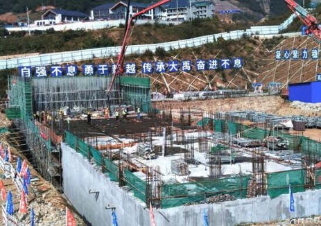 河南林州弓上抽水蓄能项目地面开关站地下室主体浇筑完成