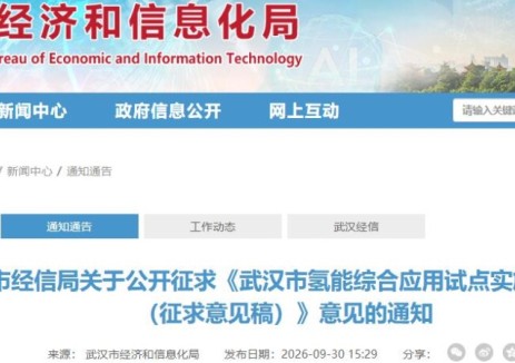市经信局关于公开征求《武汉市氢能综合应用试点实施方案 （征求意见稿）》意见的通知