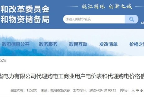 国网安徽省电力有限公司代理购电工商业用户电价表和代理购电价格信息表（10月）