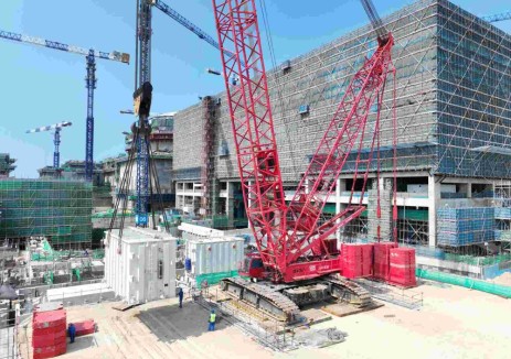 中国能建浙江火电承建的广东陆丰核电项目6号机组常规岛主变压器吊装就位