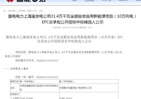 中标 | 报价1.2亿元！内蒙古100MW风电EPC中标候选公示