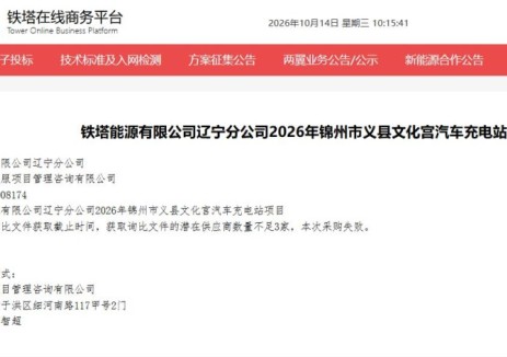 辽宁省锦州市义县文化宫汽车充电站项目因供应商不足3家询比失败