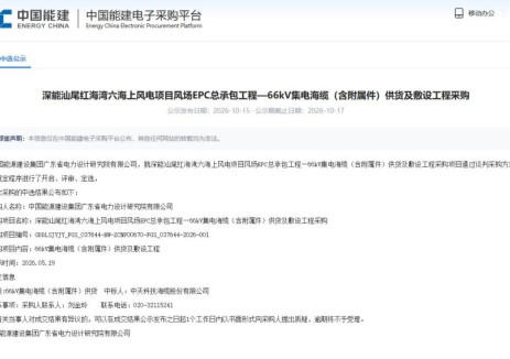 中标 | 深能汕尾红海湾六海上风电项目66kV集电海缆供货及敷设工程采购中标公示