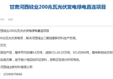 总投资7.09亿元！甘肃张掖市拟建200MW绿电直连项目