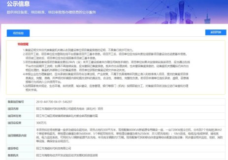 广东省阳江市江城区麻礼村超级充电站项目获备案，总投资300万元