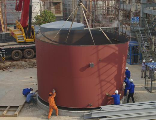 安庆石化炼化一体化工程项目<em>乙二醇</em>水罐安装